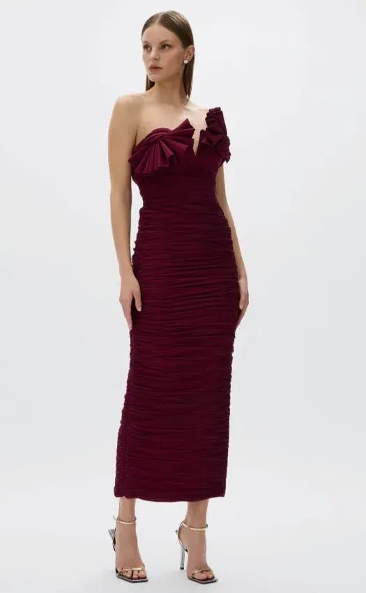 Rachel Gilbert Jensen Maxi Dress Merlot Size 8 photo 2
