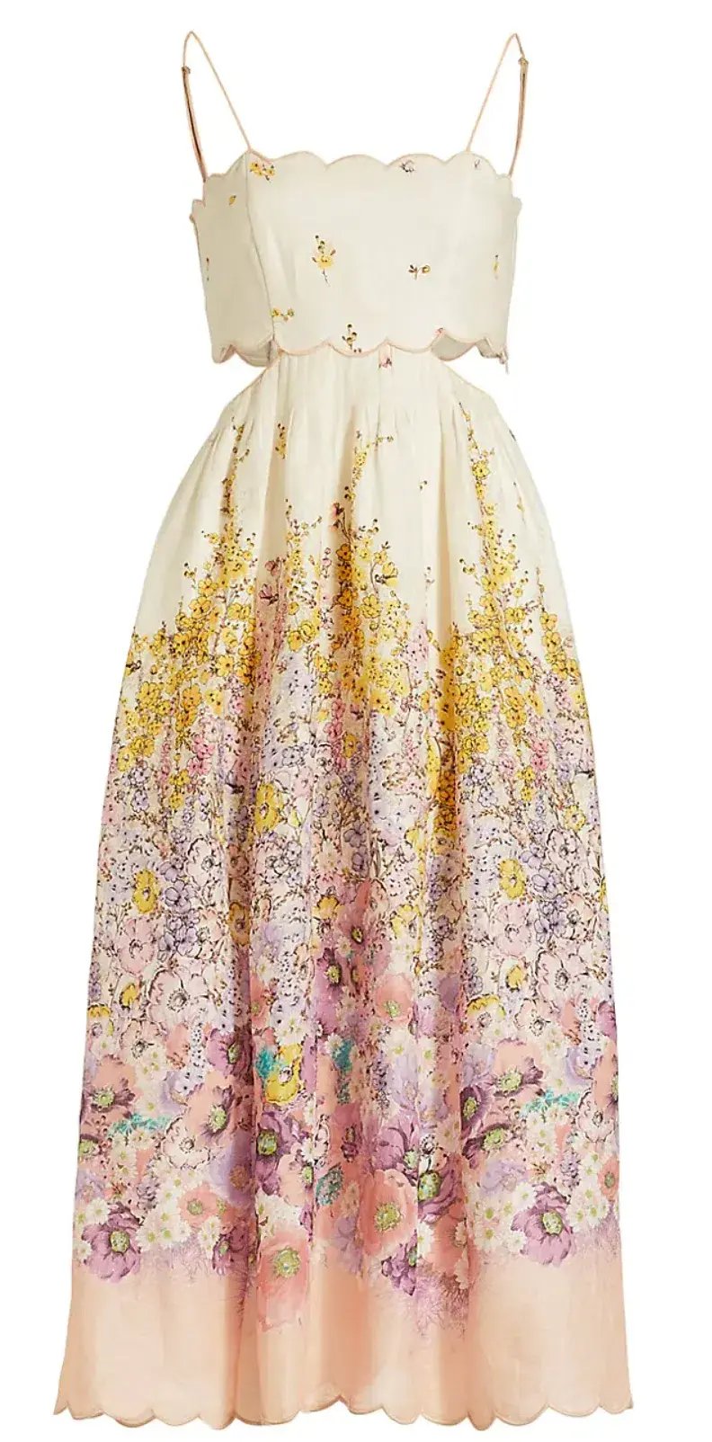 Zimmermann Jude Scallop Midi Dress Peach Gradient Floral Size 0P / AU 6 photo 4