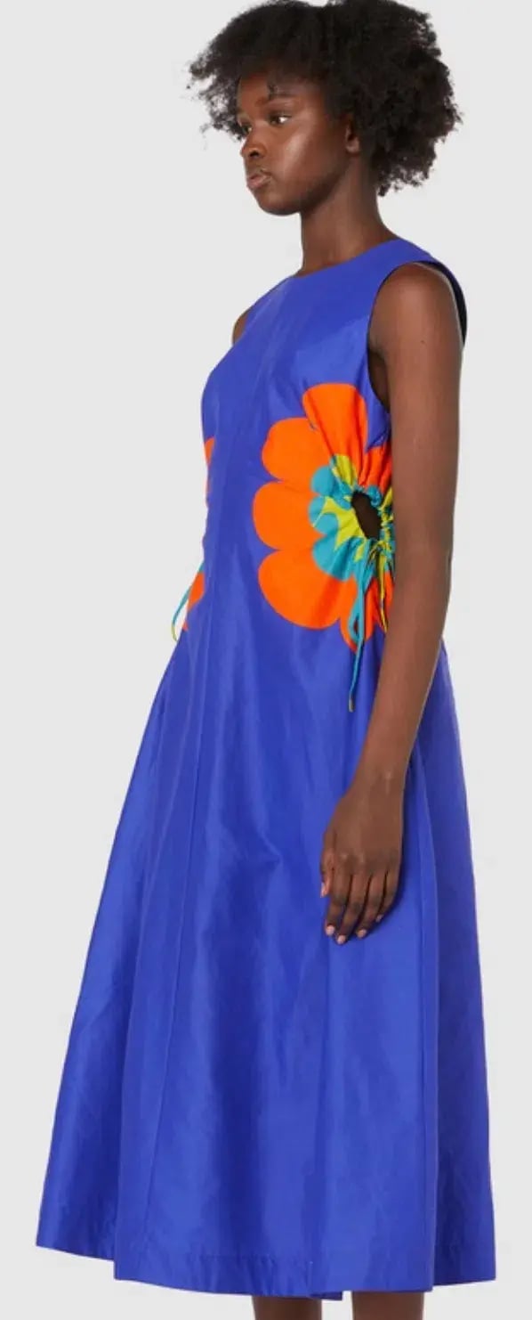 Gorman Puffy Flower Midi Dress Blue Size 8 photo 2