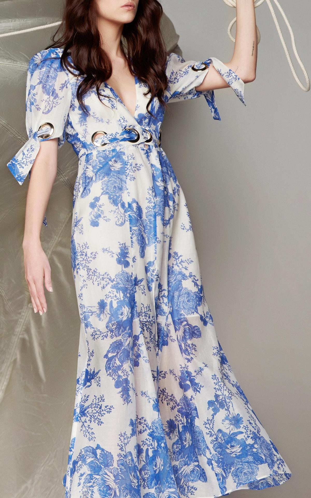 Alice Mccall Only Everything blue and white silk midi dress Size 6 photo 4