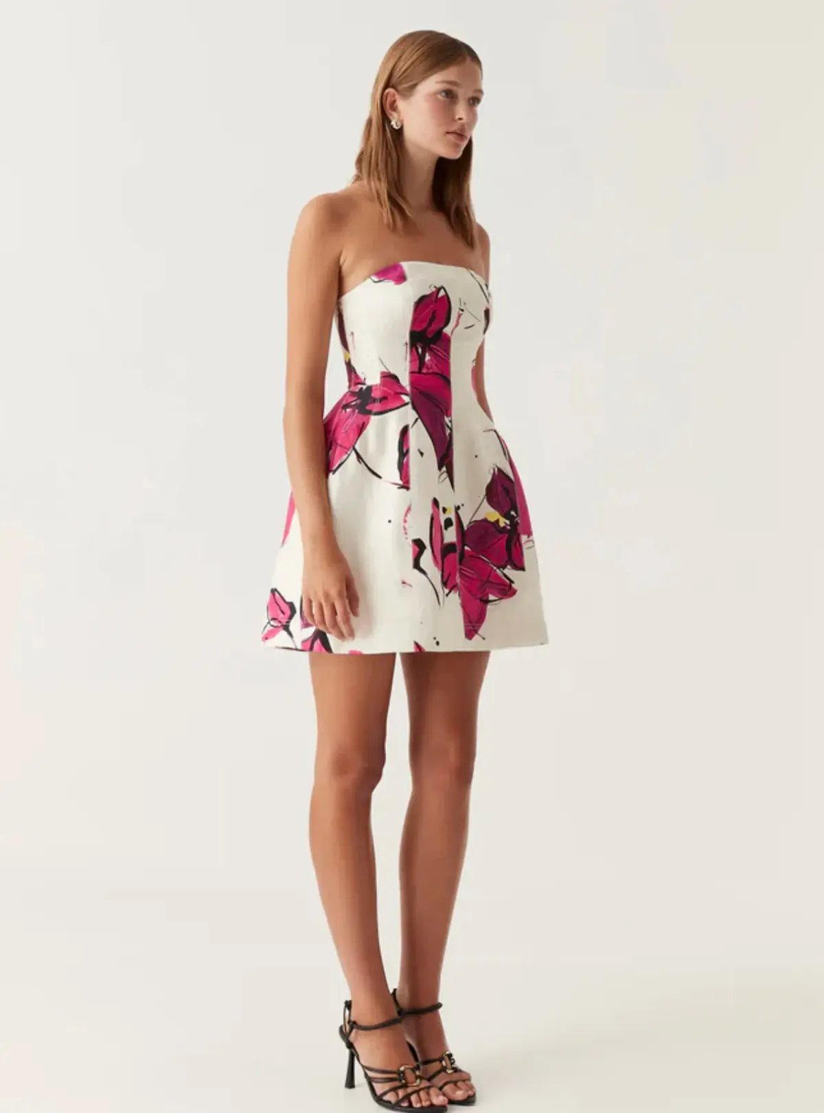 Aje Strapless Baret Dress Floral Size 6 photo 2