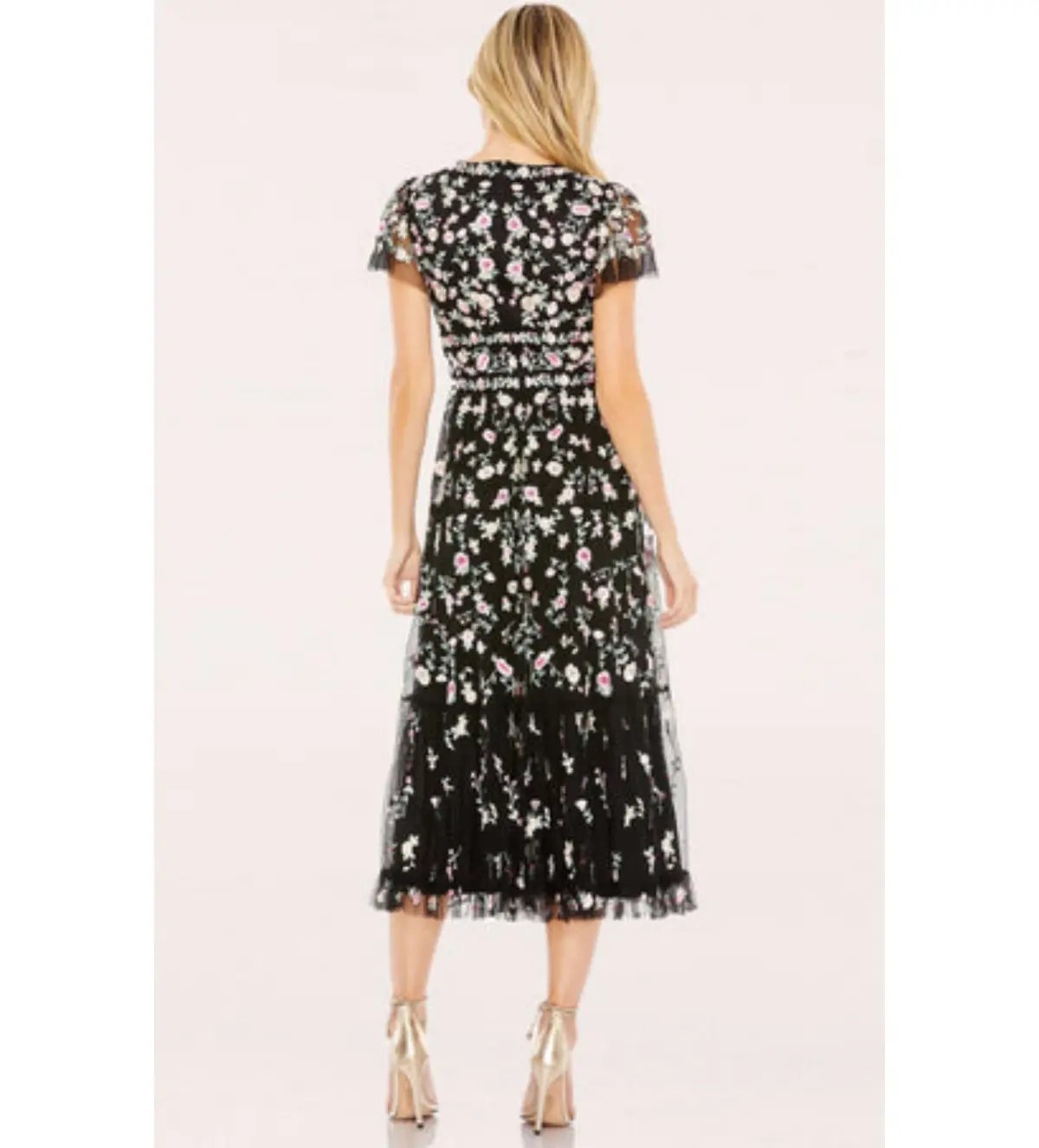 Sascha Drake Camille Embroidered Midi Dress In Black Size 16 photo 2
