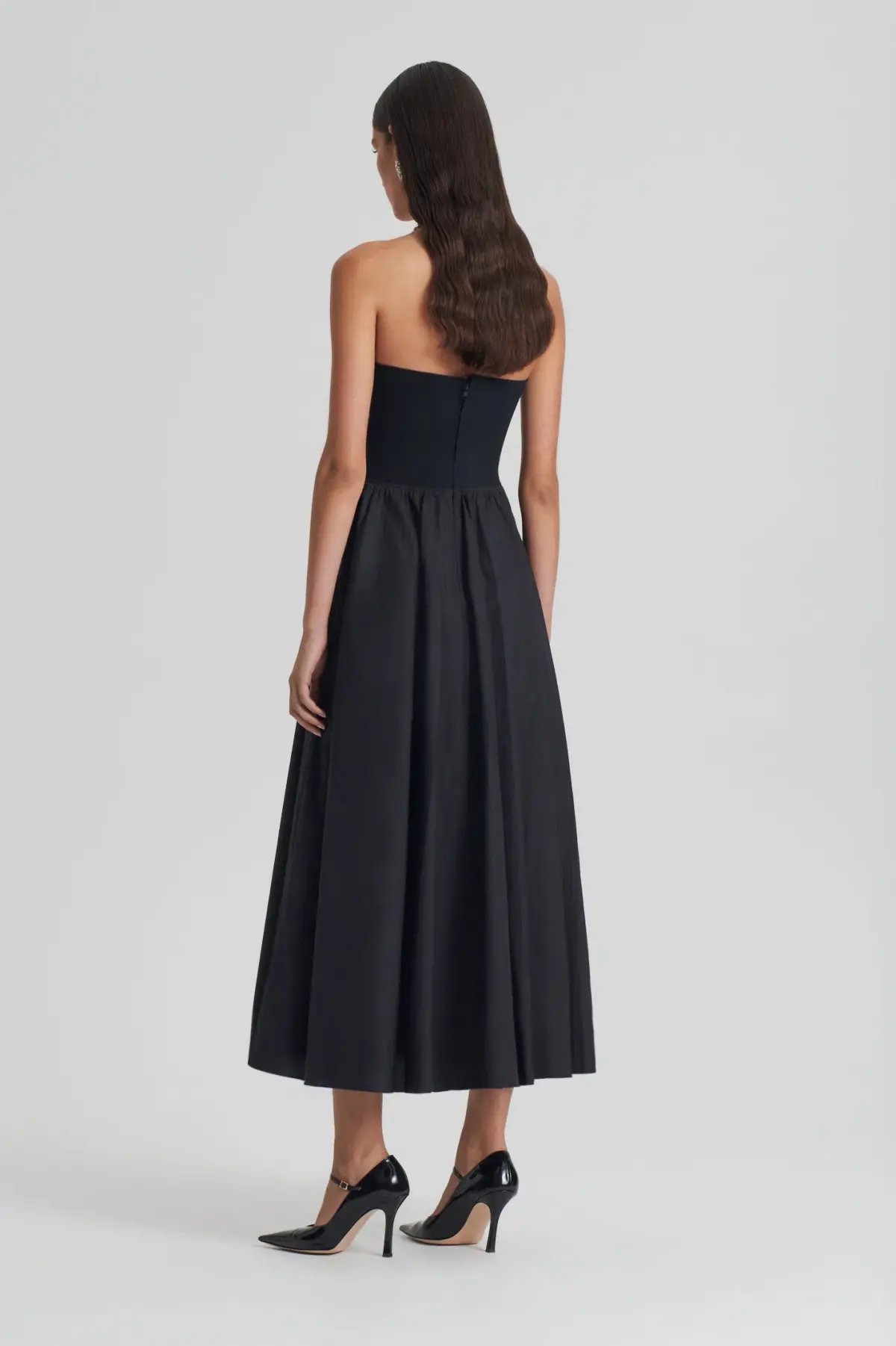 Scanlan Theodore Crepe Knit Cotton Strapless Dress Black Size AU 8 photo 3