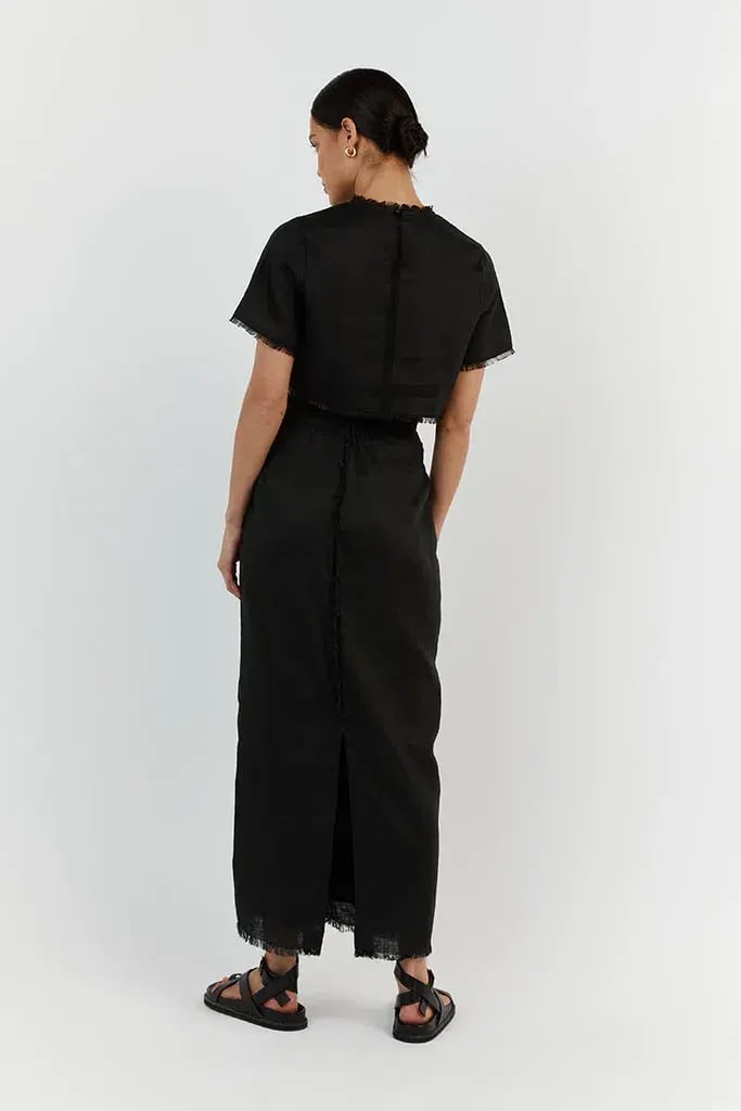 Dissh Georgie Linen Fringe Sets Black Size 12 photo 4
