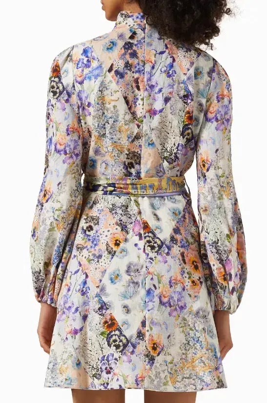 Zimmermann Tama Belted  Short Dress Floral Size 4 / AU 16 photo 2