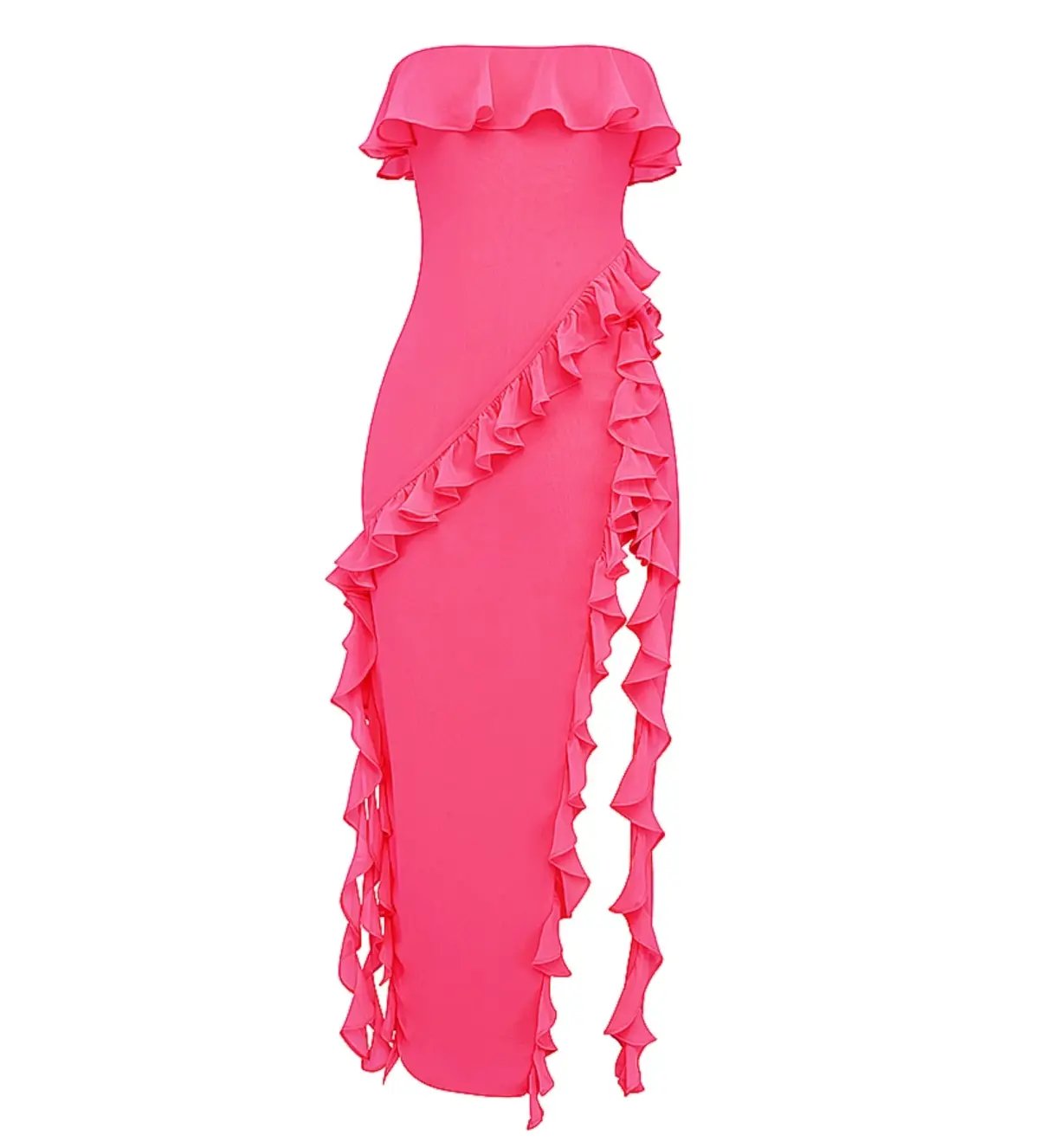 House of CB Sarina Ruffle Maxi Dress Fuchsia Size XS / AU 6 photo 4
