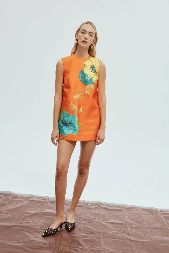 Alemais Piato Mini Dress Orange/Floral Size 12 photo 2