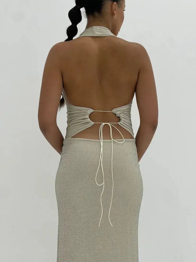 Deconduarte Astor Maxi Dress in Silver Size S/AU8 photo 2