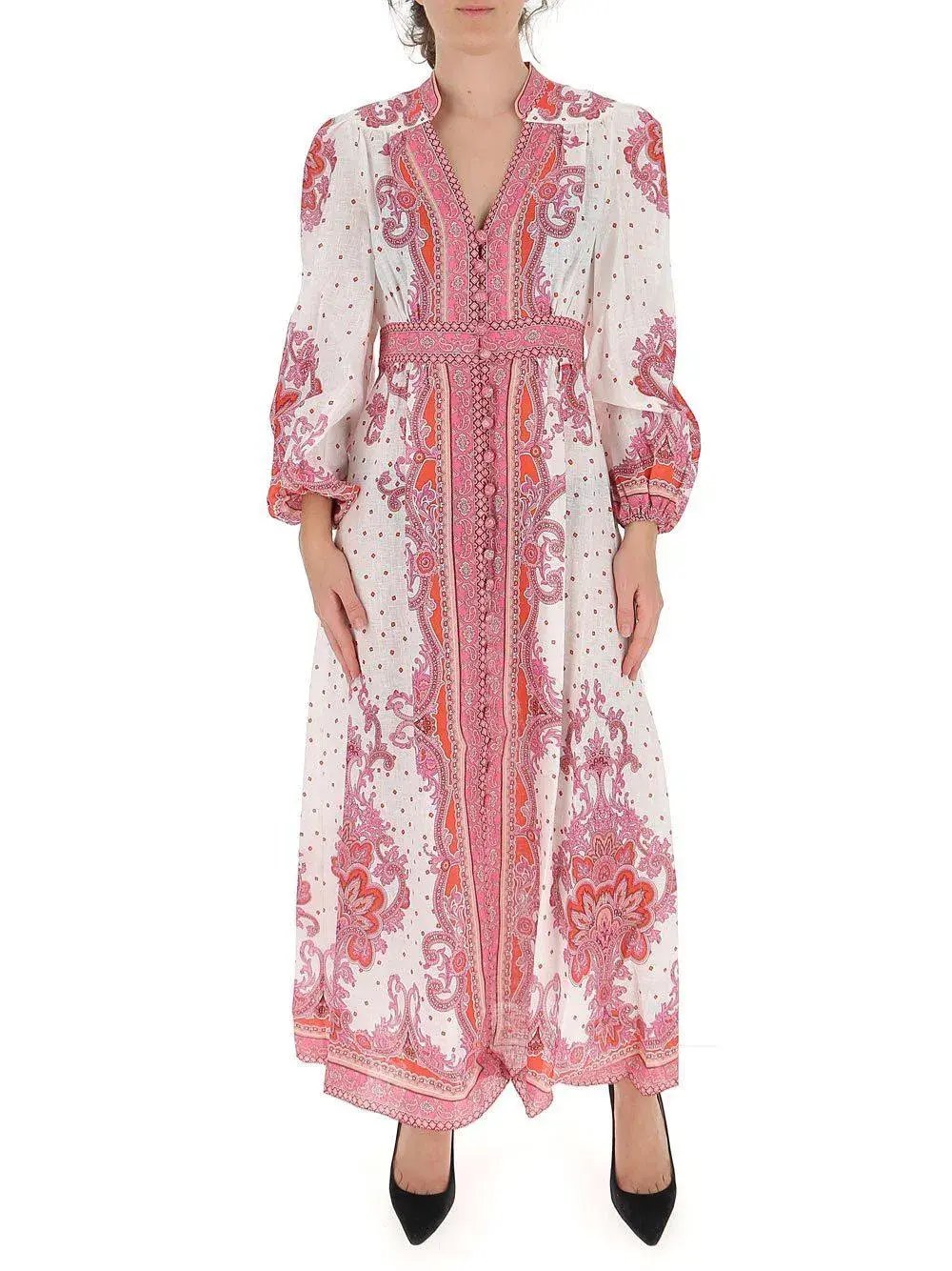 Zimmermann Bells Paisley Midi Dress Print Size 14 photo 3