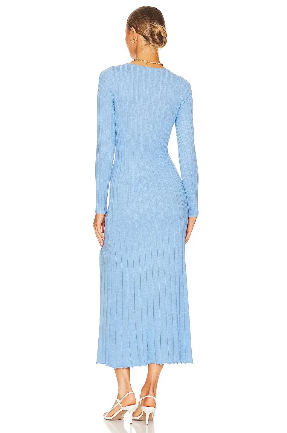 Sovere Recline Knit Midi Dress in Azure Size 6 photo 2