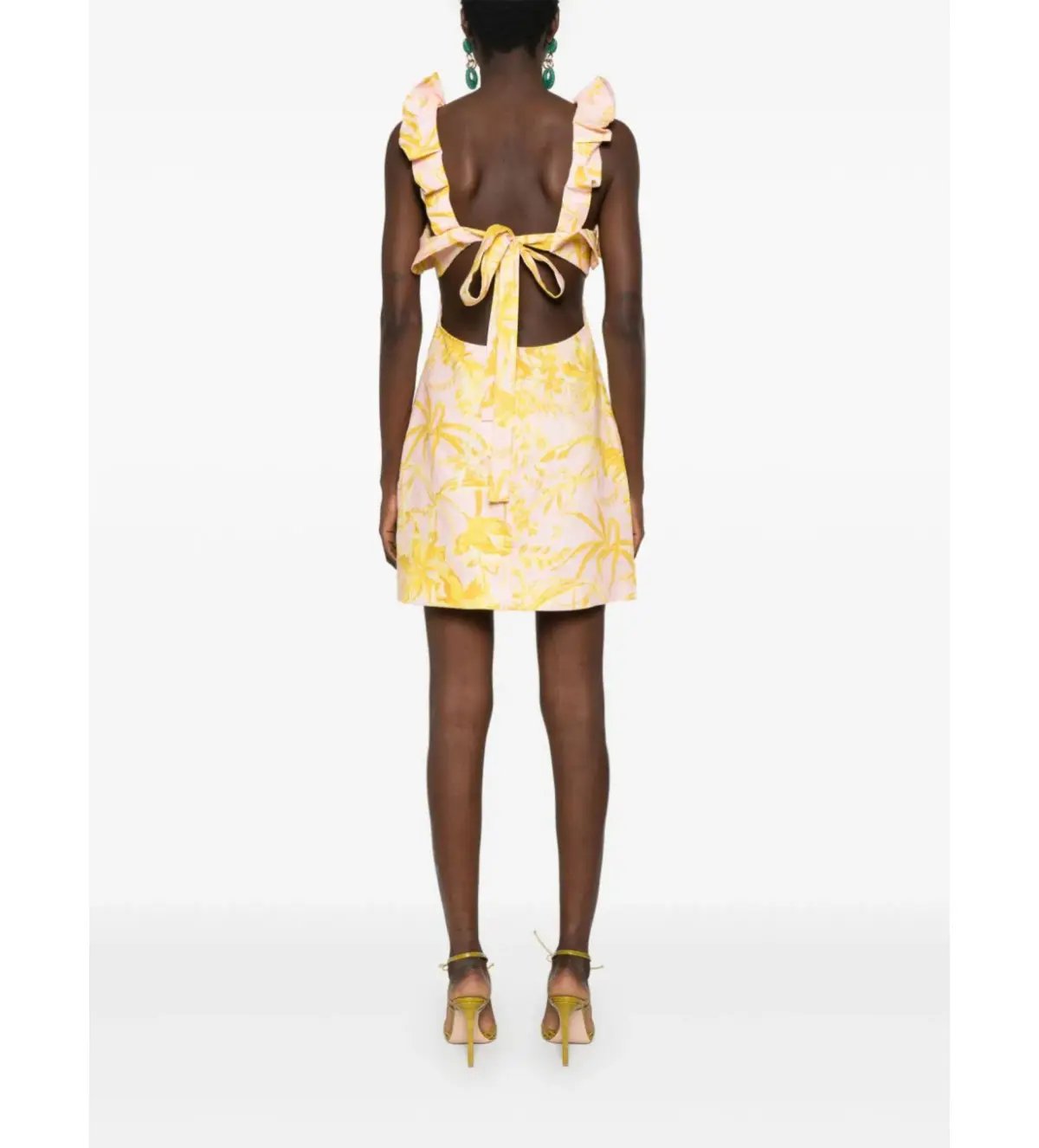 Zimmermann The Golden Ruffle Mini Dress in Pink/Gold Floral Size 2 / AU 12 photo 2