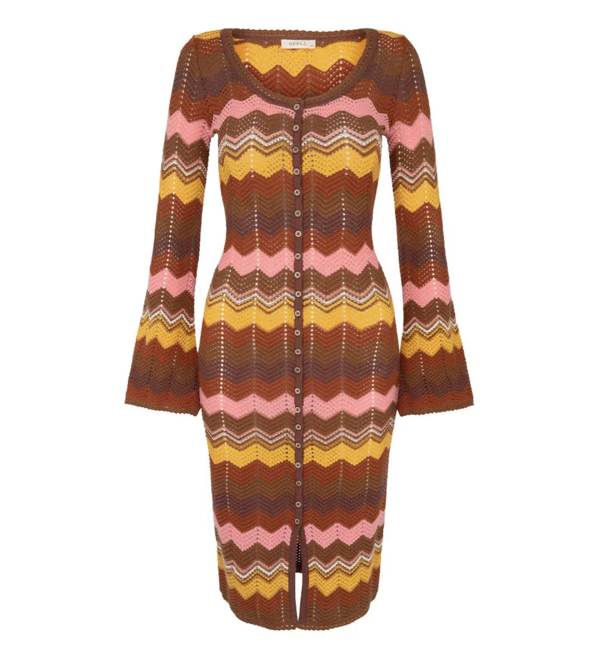Spell Ziggy Crochet Midi Dress Multi Size XS/Au 8 photo 4