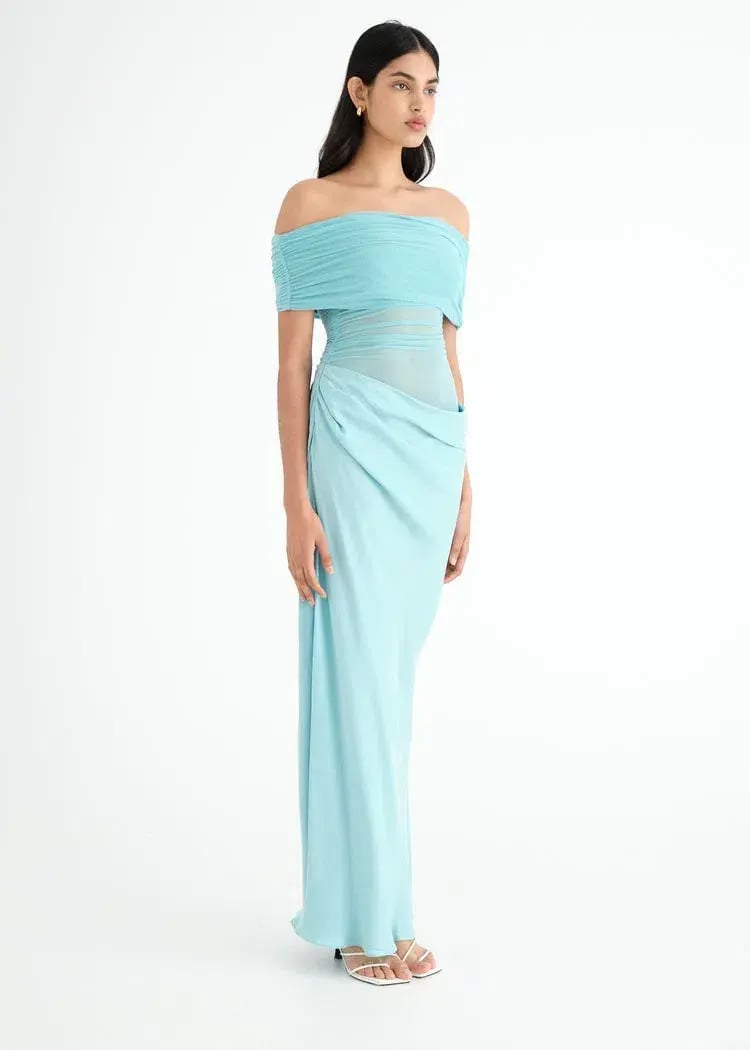 Benni Nico Off Shoulder Maxi Dress Blue Size 8 photo 2