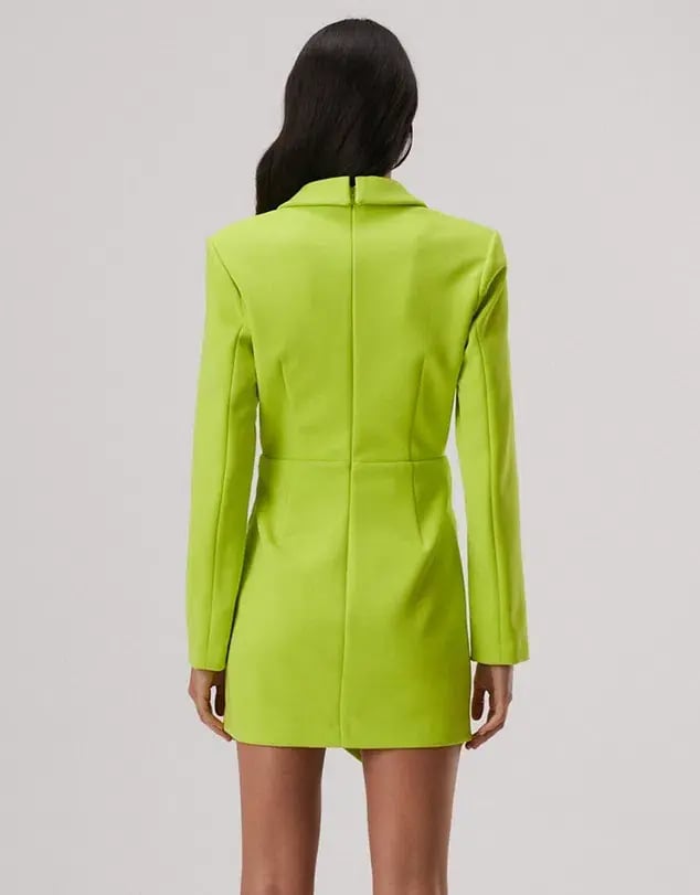 MISHA Aurelia Long Sleeve Mini Dress Lime Green Size 12/L photo 3