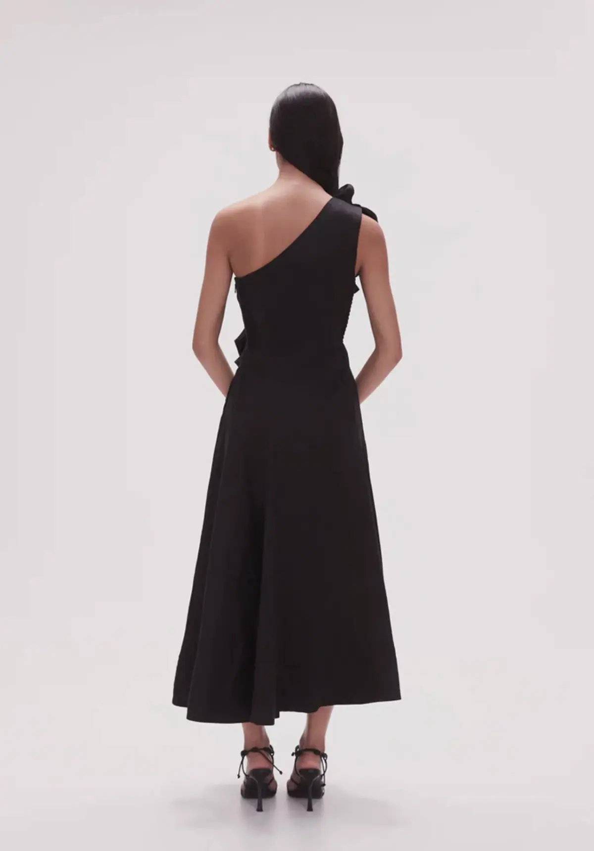 Aje Adelia Ruffle Midi Dress Black Size 10 photo 4