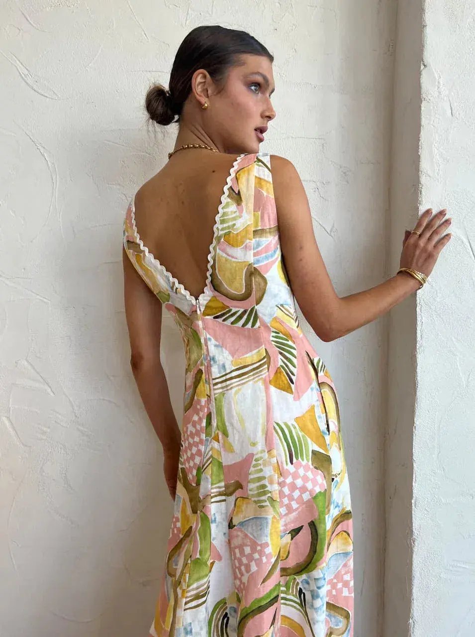 By Nicola Wavy Maxi Dress In Swirl Check SIze 10 photo 3