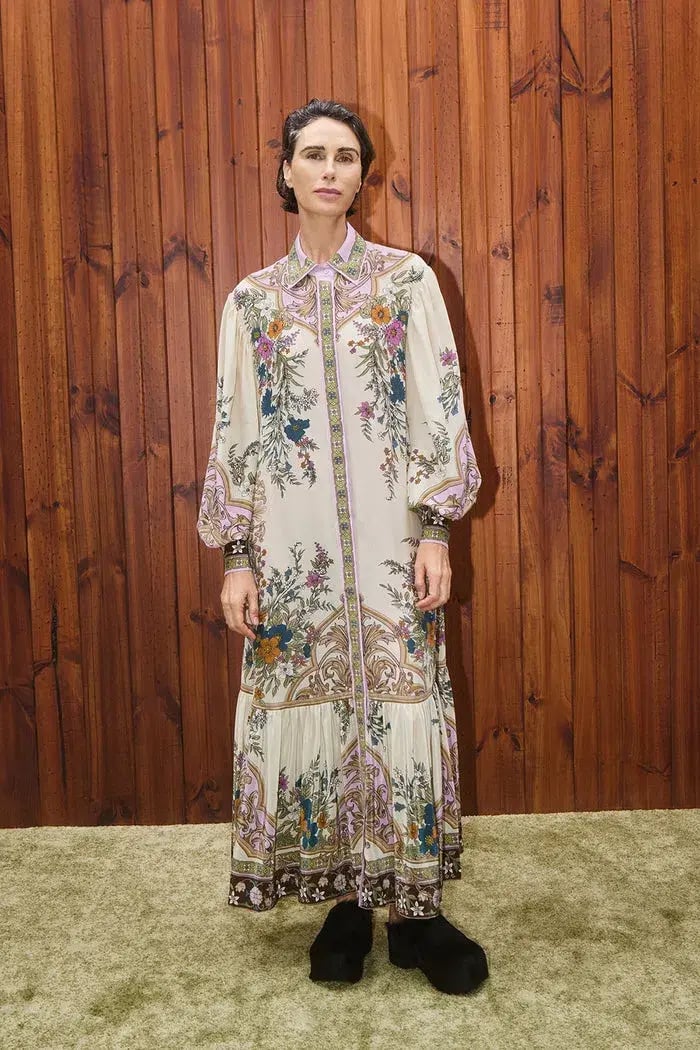 Alemais Antoinette Floral-print Chiffon Maxi Shirt Dress Cream Size 12 photo 4