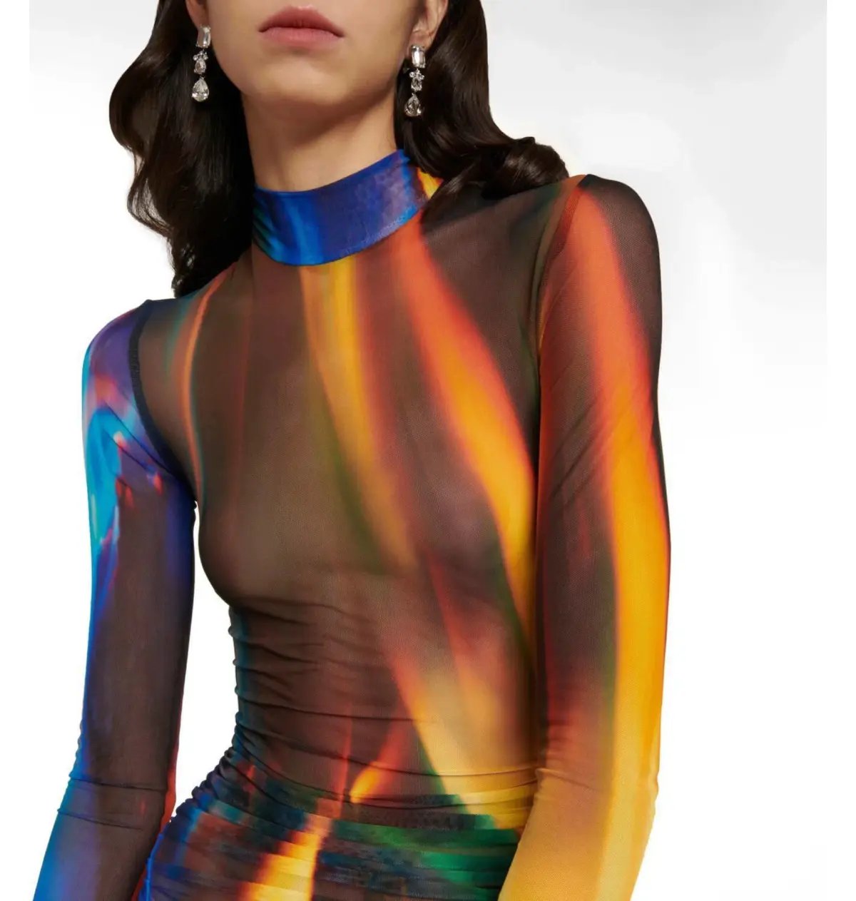 David Koma Draped Sheer Mesh Mini Dress Print Size 6 photo 3