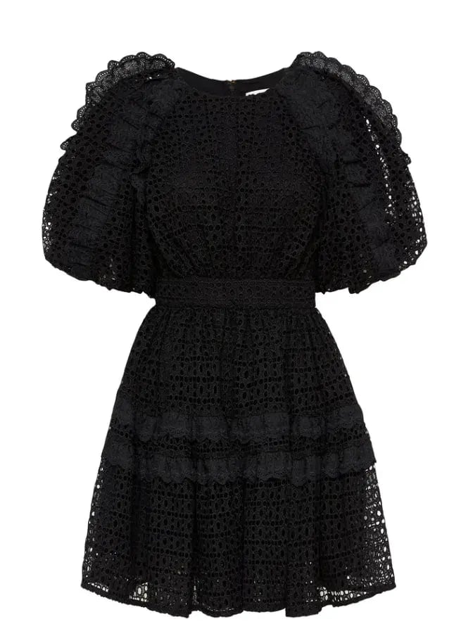 Aje Aveline Broderie Mini Dress Black Size 8 photo 5