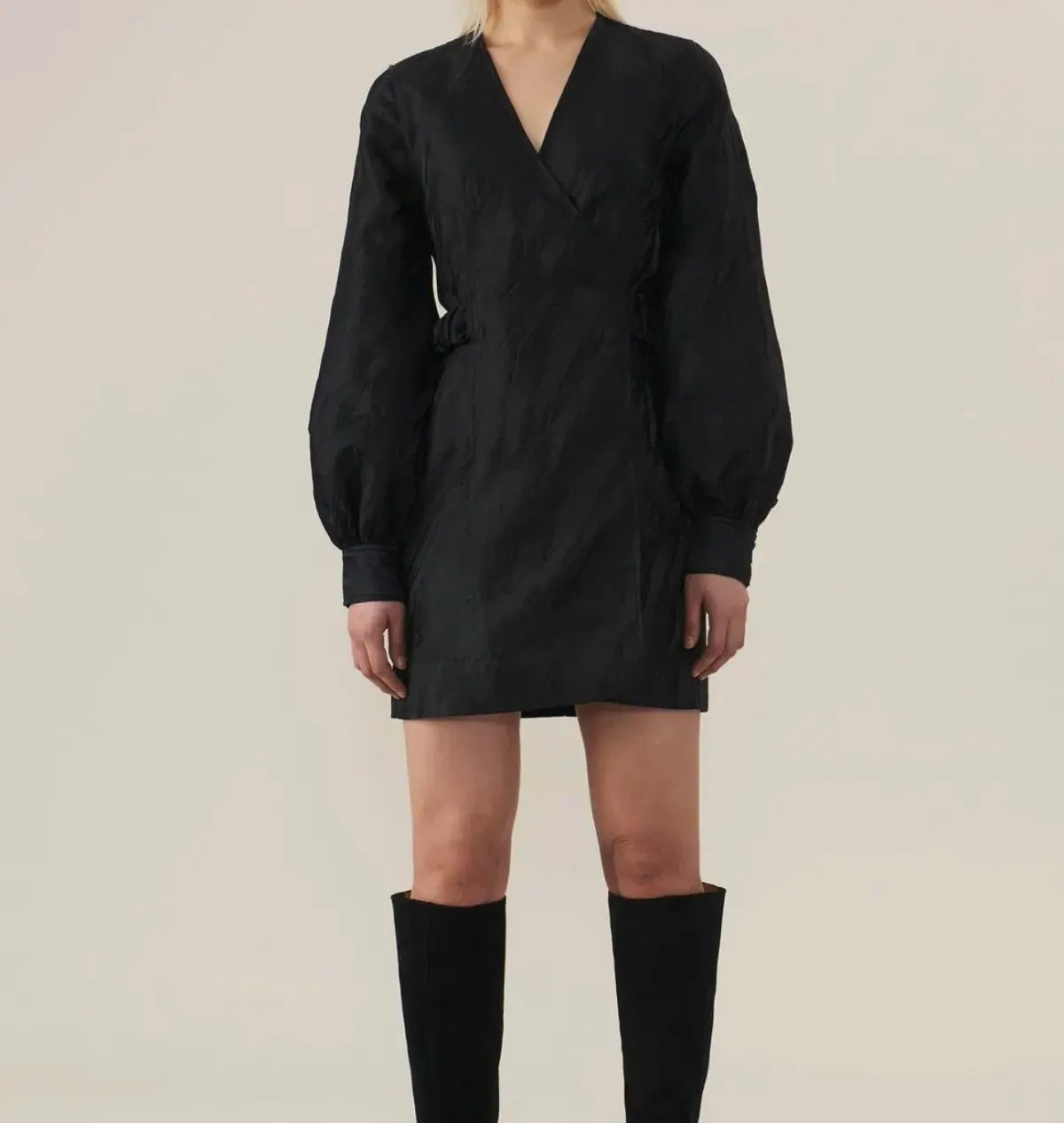 Ganni Jacquard Black Wrap Dress Black Size 10 photo 2