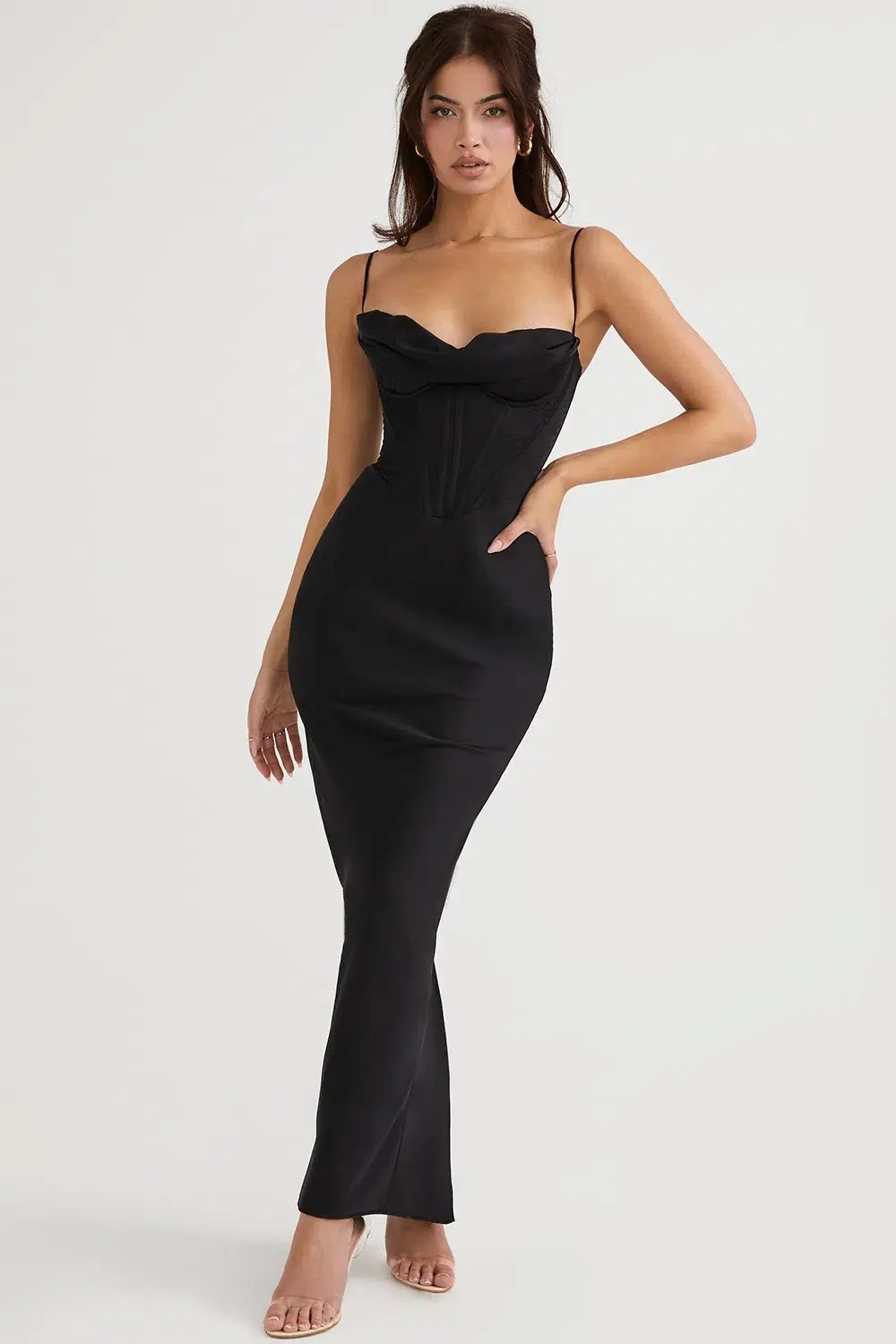 House of CB Charmaine Corset Maxi Dress Black Size 6 photo 2