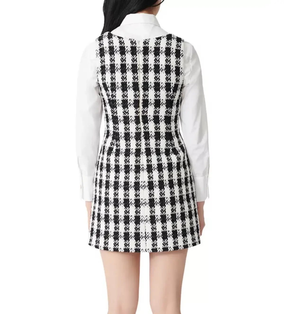 Maje Rocky Checked Cotton-Blend Tweed Mini Dress Multi Size AU 8 photo 6