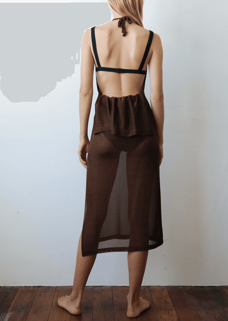 Kacey Delvin Multi Wear Temperate Midi Skirt with Single Side Split Brown Size 12 photo 2