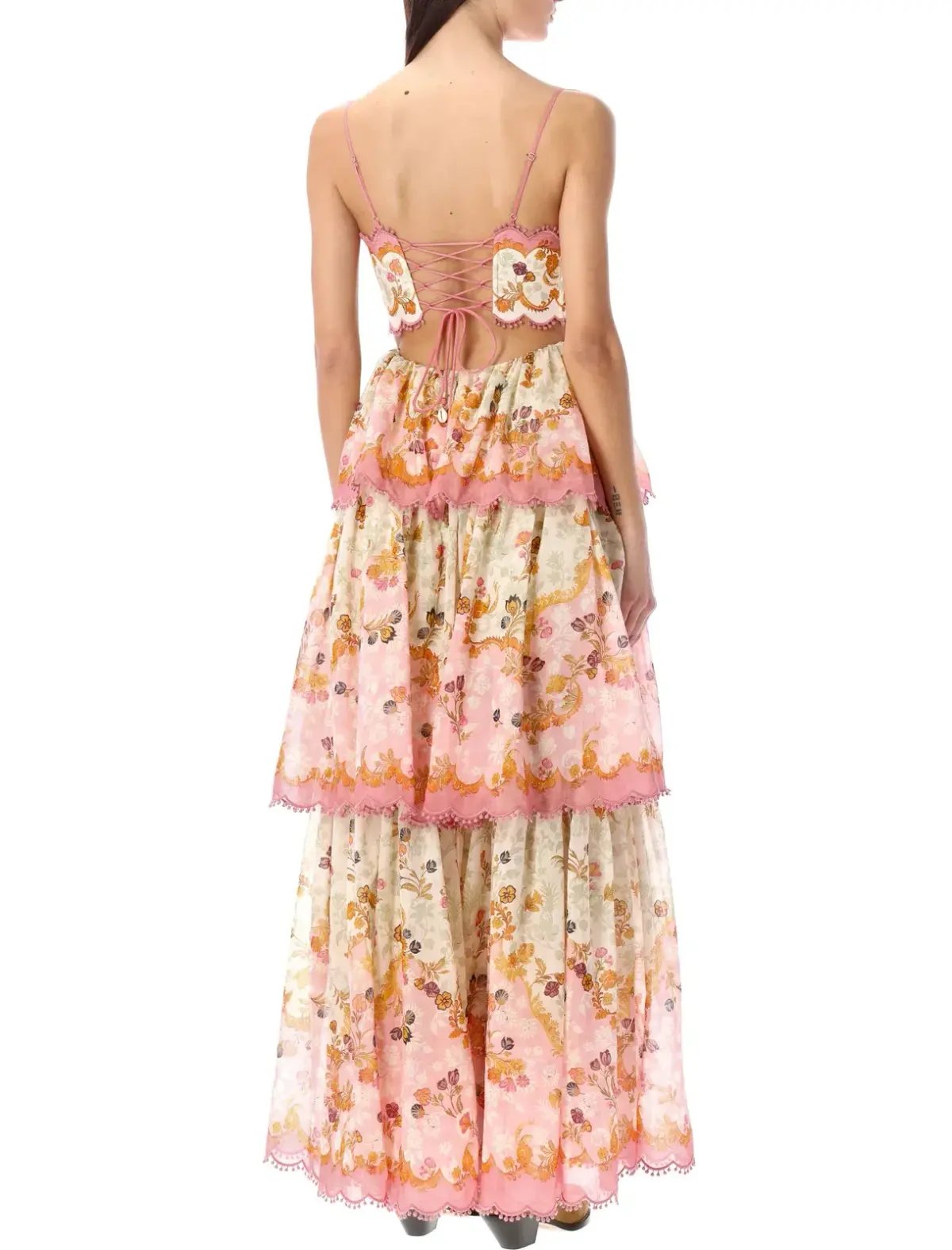 Zimmermann Laurel Frill Midi Dress Floral Cream Size 0 / AU 8 photo 2