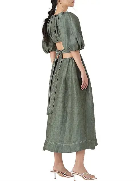 Aje Mimosa Cutout Midi Dress Green Size 10 photo 3