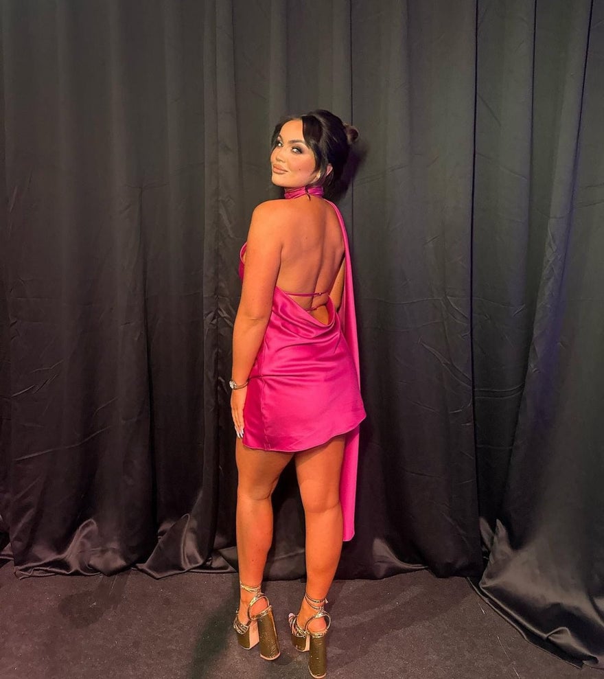 House of CB Aida Asymmetric Wrap Neck Dress - Hot Pink photo 3