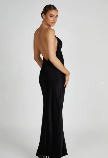 MESHKI MELISSA Satin Cowl Front Maxi Dress – Black photo 2