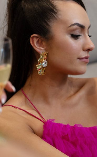 Sterling King Pleat Crystal Earrings photo 2