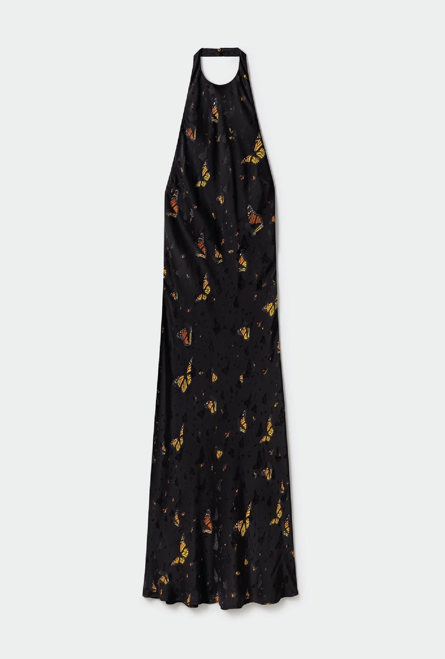 Silk Laundry Halter Dress Black Monarch Jacquard photo 2
