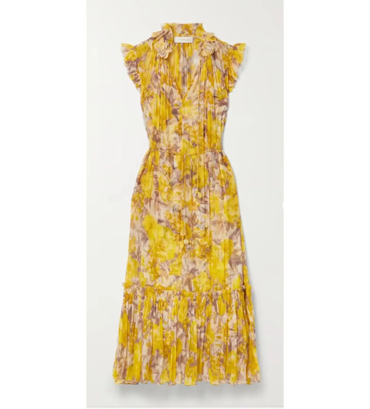 Zimmermann High Tide Flutter Midi Dress Yellow Size 2 / AU 12 photo 5