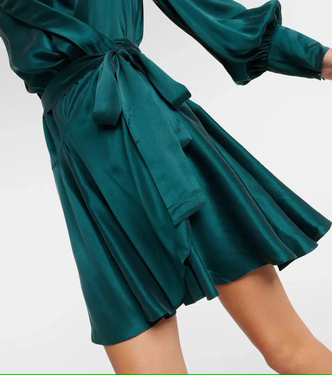 Zimmermann Silk Wrap Mini Dress in Emerald Size 0 / AU 8 photo 3