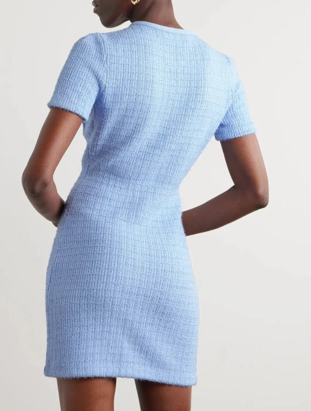 Self Portrait Jewel Button Knit Mini Dress Blue Size 8 photo 3