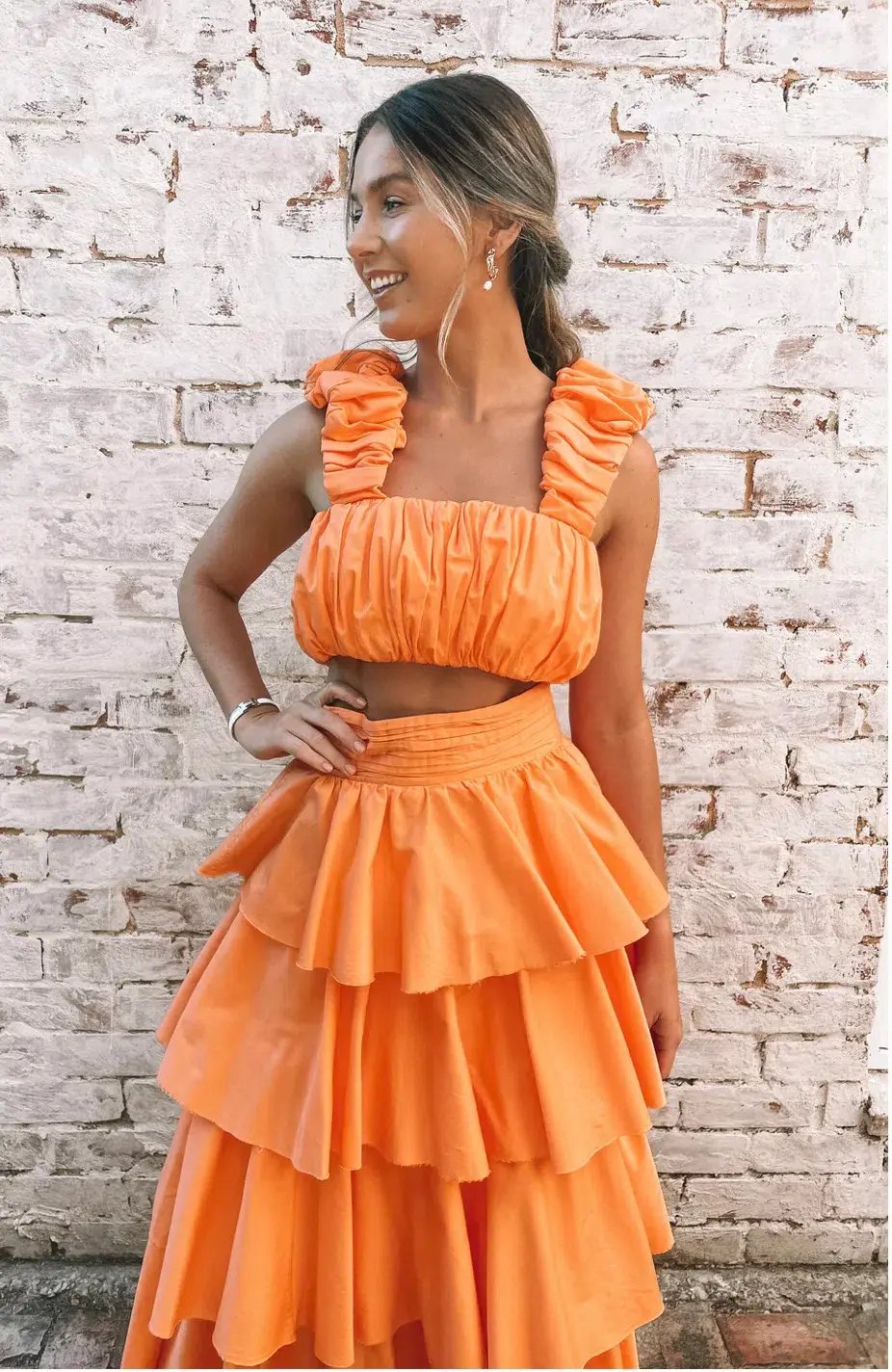 Aje Medina Orange Crop & Skirt Set Mandarin Size 8 photo 2
