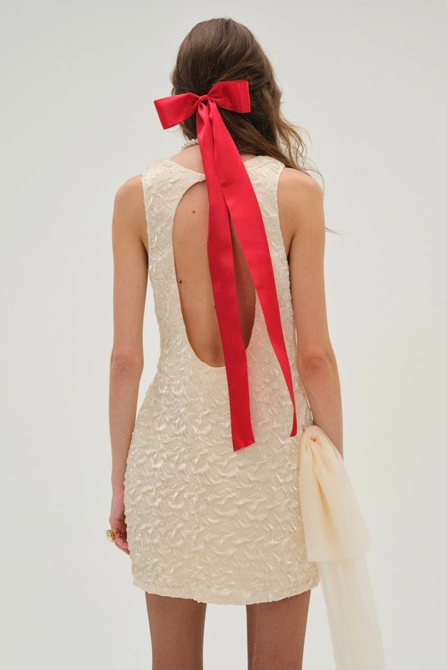 For Love and Lemons Frosted Organza Mini Dress - Cream photo 3