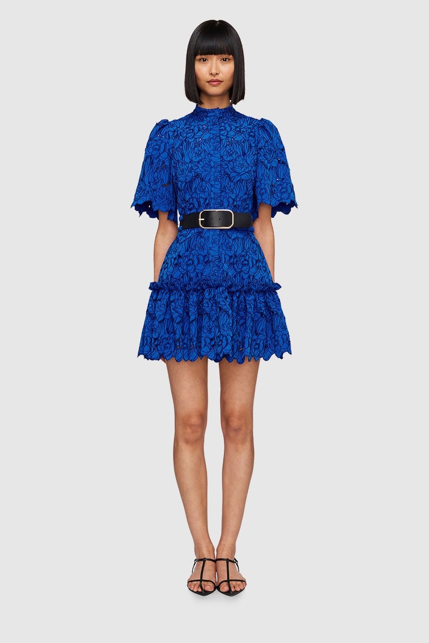 Leo Lin Alice Lace Short Sleeve Mini Dress - Lapis photo 3