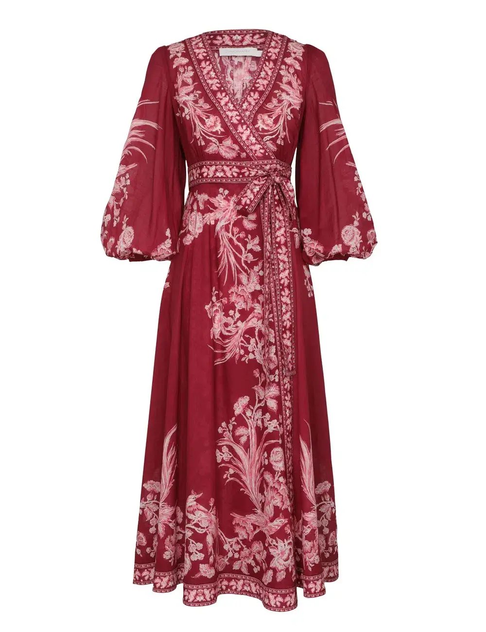 Zimmermann Tiggy Wrap Midi Dress Rhubarb Bird Floral Size 0 / 8 AU photo 4