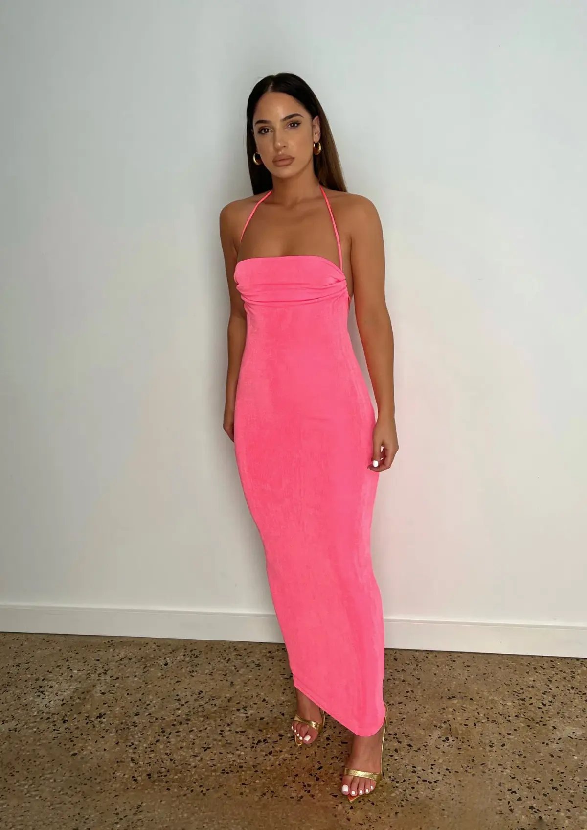 Mélani the Label Ciana Midi Dress Hot Pink Size XXS photo 3