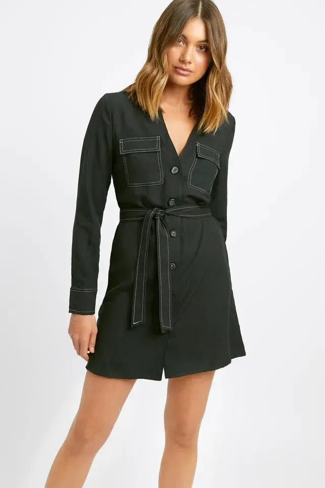 Kookai Sydney Button Up Dress Black Size 12 photo 3