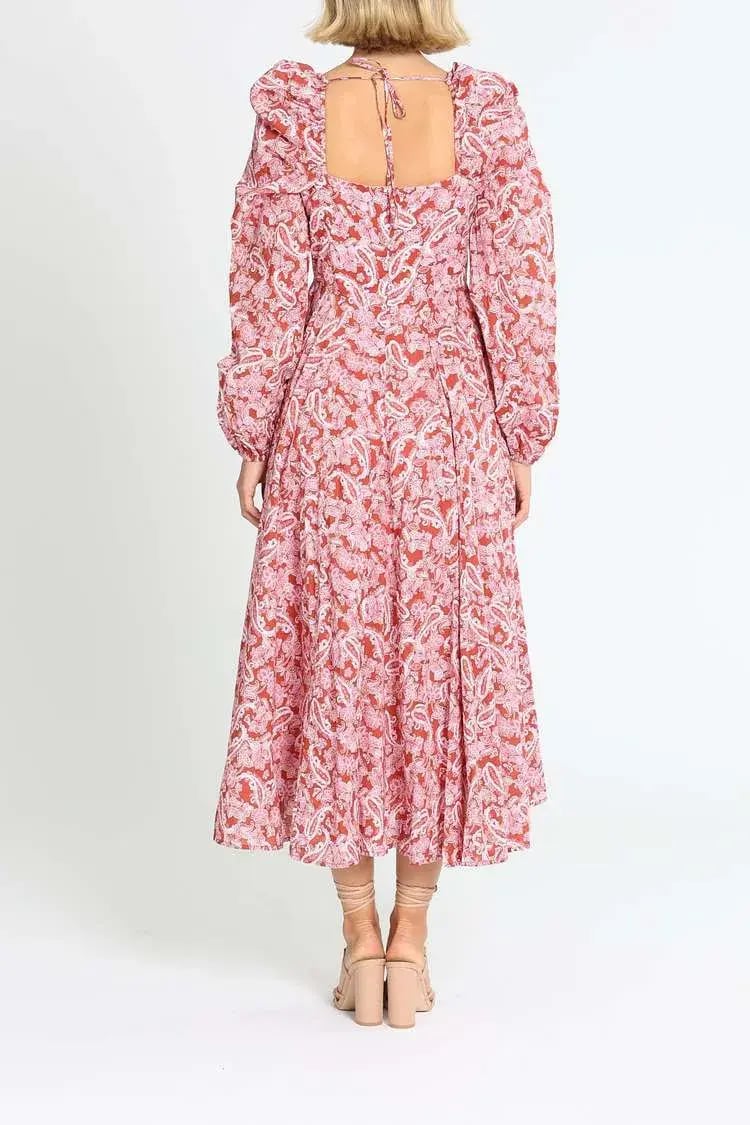 Steele Esme Dress Chestnut Paisley Pink Print Red Size 12 photo 3