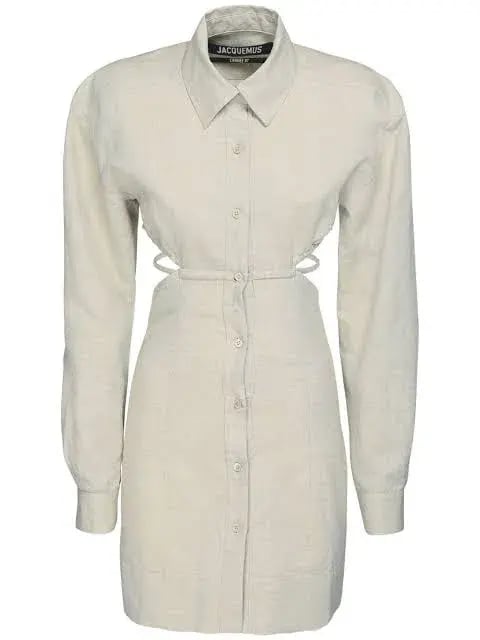 Jacquemus La Robe Cavaou Courte Shirt Mini Dress Beige Size 40 / AU 10 photo 7