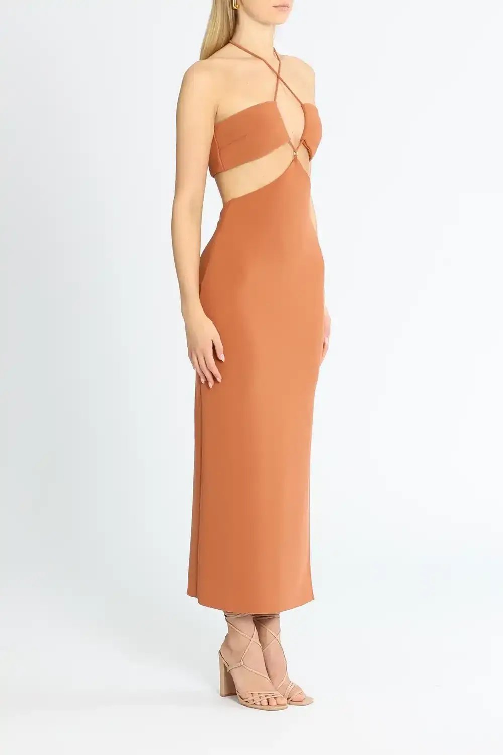 Bec & Bridge Cut Out Midi Dress Orange Size 14 photo 2