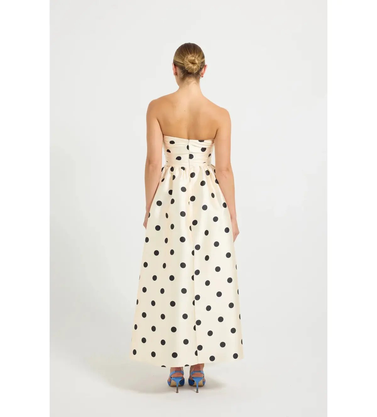 Pasduchas Dottie Strapless Midi Dress in Cream/ Black Size AU 10 photo 3