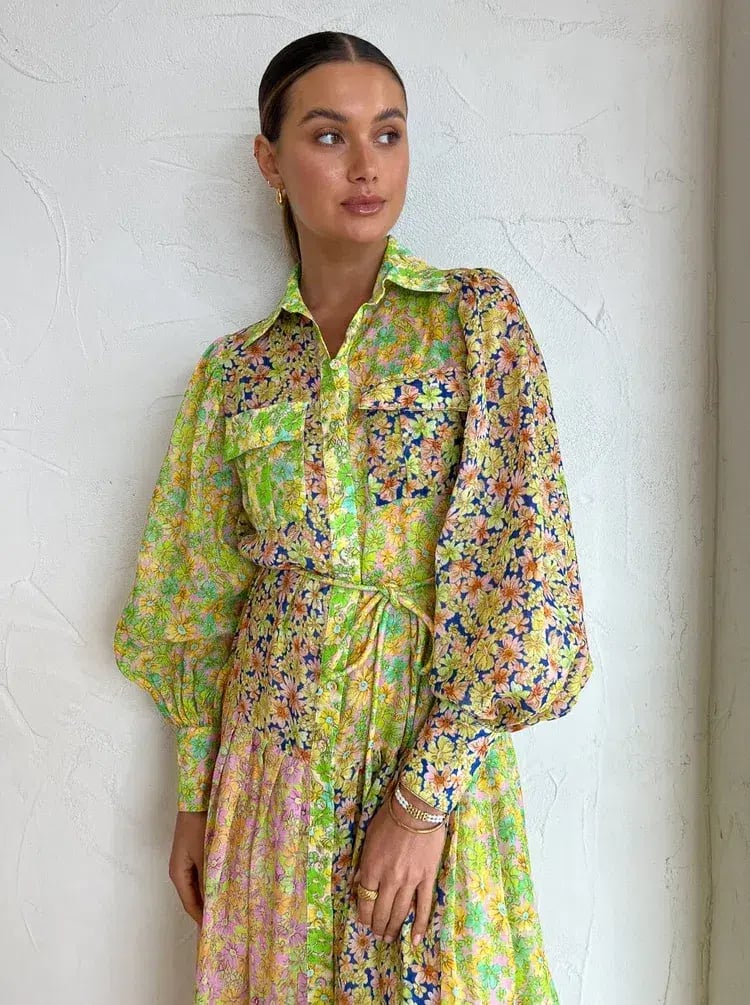 Alemais Daisy Patchwork Shirtdress In Multi Size AU 8 photo 3