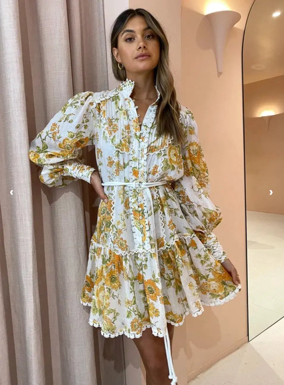 Alemais Songbird Mini Dress Print Yellow Size 8 photo 2