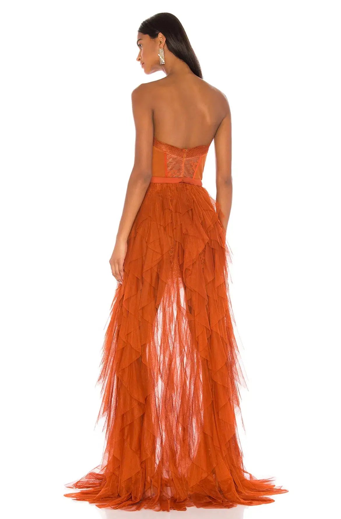 For Love & Lemons Bustier Gown Orange Size 10 photo 3