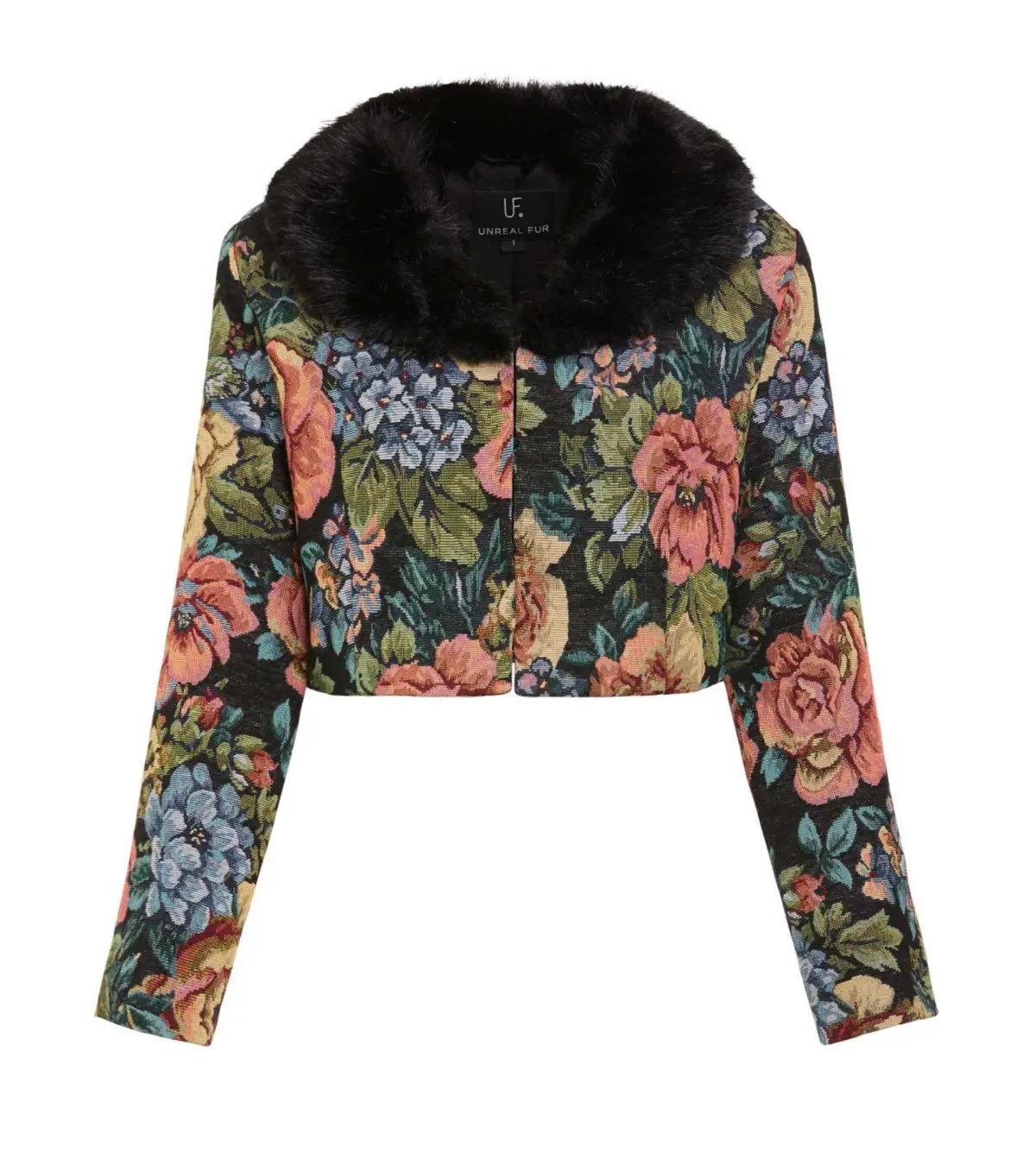Unreal Fur Monach Cropped Jacket Floral Size 8/S photo 2